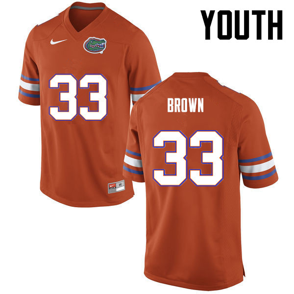 Youth Florida Gators #33 Mack Brown College Football Jerseys-Orange